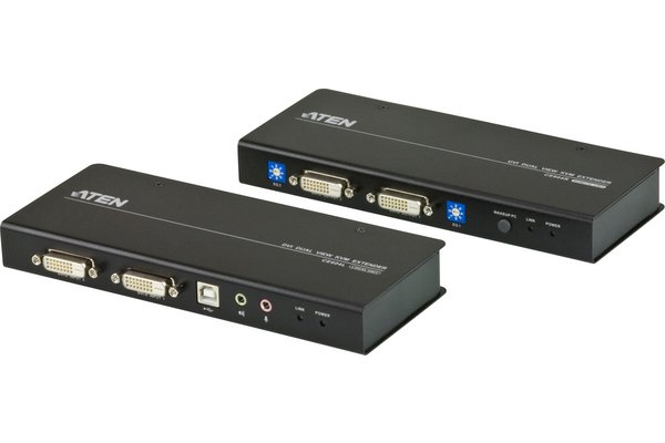 USB Dual View DVI KVM Extender with Audio and RS-232 (60m)
