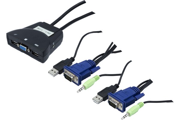 DEXLAN KVM inCable VGA/USB/HP 2 port