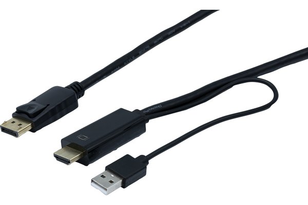 HDMI male +(US PS) to DP male 2m cable