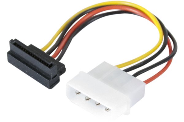 Molex to SATA angled power adapter cable- 15 cm