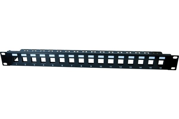 DEXLAN 1U patch panel with cable bar - 16 Ports for FTP Keystones