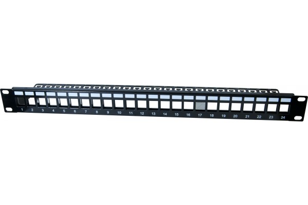 DEXLAN 1U patch panel with cable bar - 24 Ports for FTP keystones