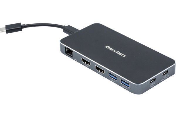 DEXLAN Dock USB-C Dual HDMI 4K LAN 2x USB-A +Charg.100W