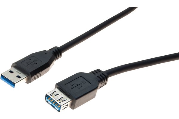 USB3.0 Extension cord A male / A female Black- 3 m