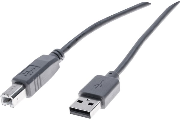 USB 2.0 A/B entry-level cord Grey- 1 m