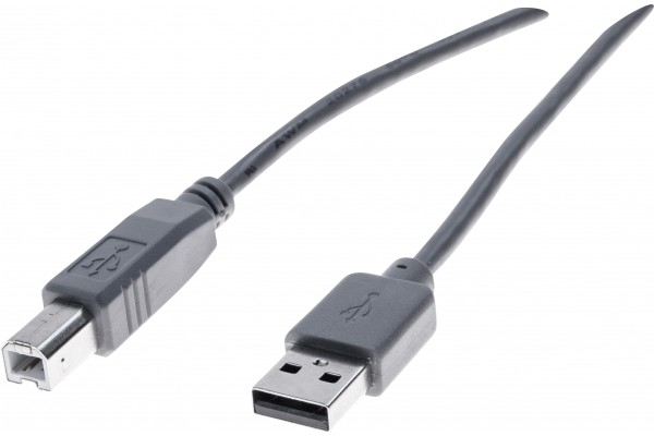 USB 2.0 A/B entry-level cord Grey- 5 m