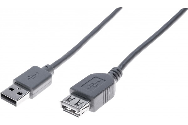 USB 2.0 A/A entry-level extension cord Grey- 0.6 m
