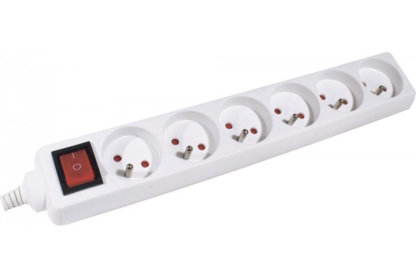 Power Strip 6 Outlets with Switch- 4 m White
