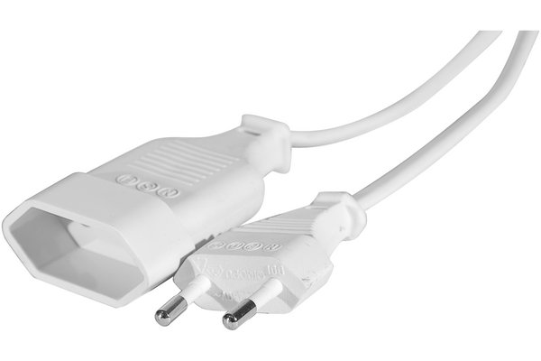 Power extension cord with 2-pole plug White- 1.80 m