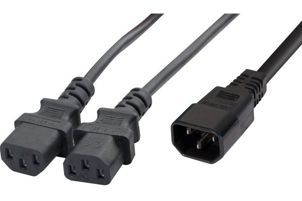 Power extension Y cord male to female/female- 1.80 m
