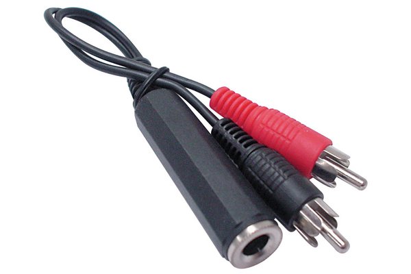 Audio jack adapter 6.35 F to 2 RCA M- 10 cm