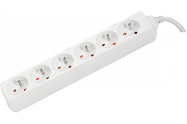 Power Strip 6 x Outilets without Switch White- 4m