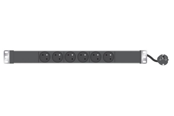 1U standard French PDU for 19   cabinet/ 6 outlets