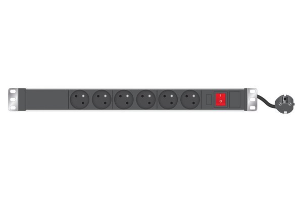 1U standard French PDU for 19   cabinet+SW/ 6 outlets