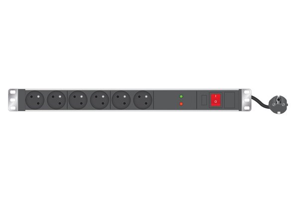1U standard French PDU for 19   cabinet/SW/ SP/ 6 outlets