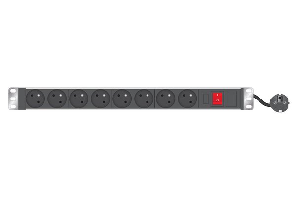 1U standard French PDU for 19   cabinet+SW/ 8 outlets