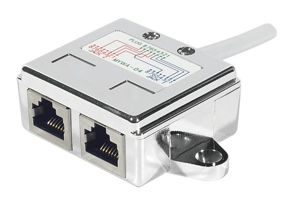 Modular Y Adapter FTP- Cat.5e RJ45 M/F/F with cable