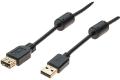 Usb 2.0 a/a extension cord + ferrites + gold black- 1.5 m