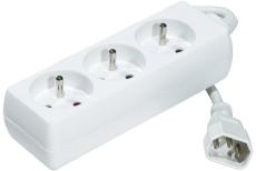 Power Strip for UPS with 3 outlets and IEC C14 cord White