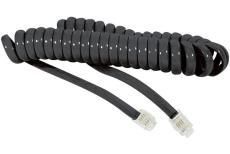 Telephone cord RJ9 4/4 spiral Black- 2 m
