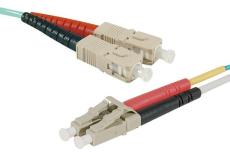 SC-UPC/LC-UPC duplex HD multi OM3 50/125 Fiber patch cable aqua blue - 20 m