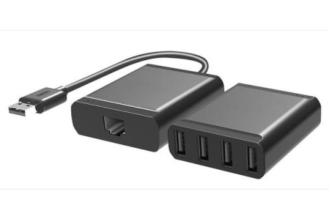 USB2.0 extender over Cat.5 60m + 4-Port hub