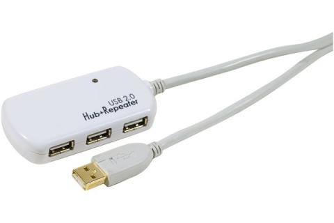 Long USB2.0 Type A M to Hub 4 port A F Extension cable - 12m