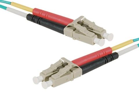 LC-UPC/LC-UPC duplex multimode OM4 50/125 Fiber patch cable aqua blue - 1 m
