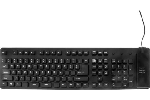 USB/ PS2 Waterproof flexible silicone keyboard- Black