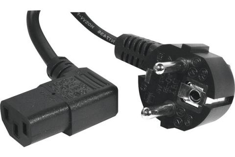 AC Power cord angled Black- 3 m