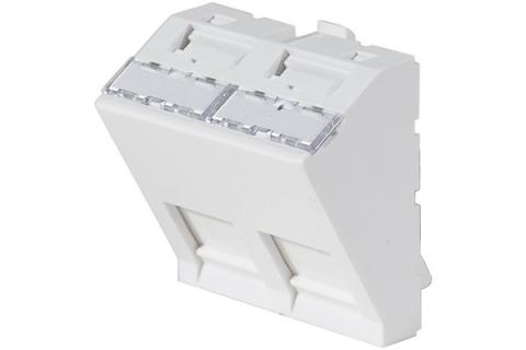 Wall plate with 30° angle for 2 x RJ45 outlets- 45 x 45 mm
