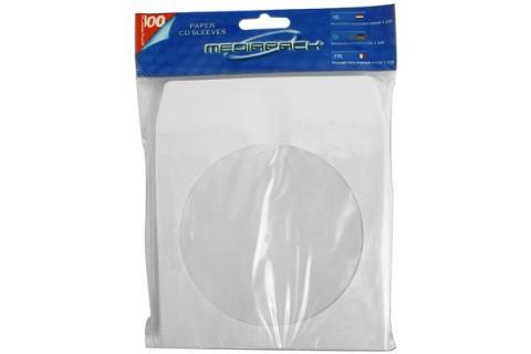 100 PAPER SLEEVES WITH WINDOW AND FLAP 1CD PACK 100
