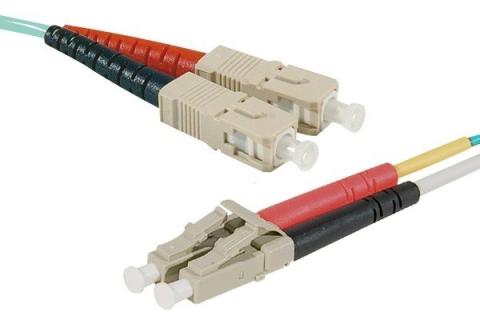 SC-UPC/LC-UPC duplex HD multi OM3 50/125 Fiber patch cable aqua blue - 1 m