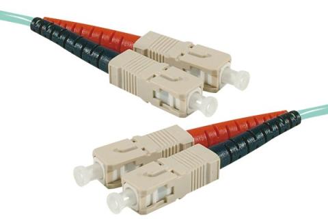 SC-UPC/SC-UPC duplex multimode OM4 50/125 Fiber patch cable aqua blue - 15 m